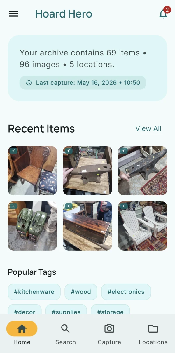 Hoard Hero home screen