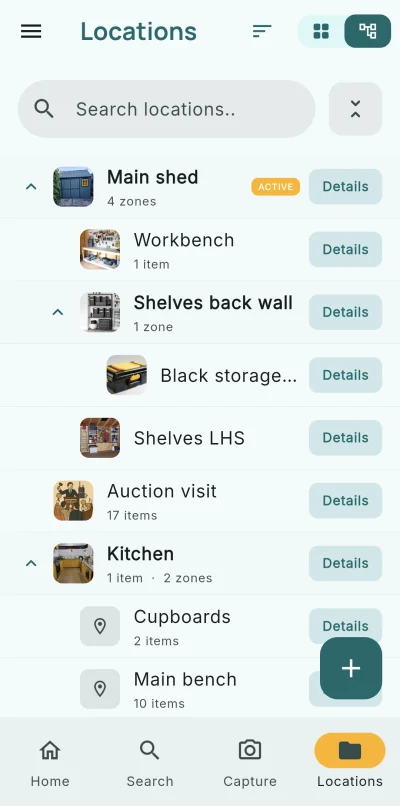 Locations screen